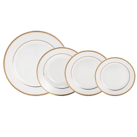 JG DE JANTAR DE PORCELANA BONE CHINA GOLD ALTO RELEVO 30PC