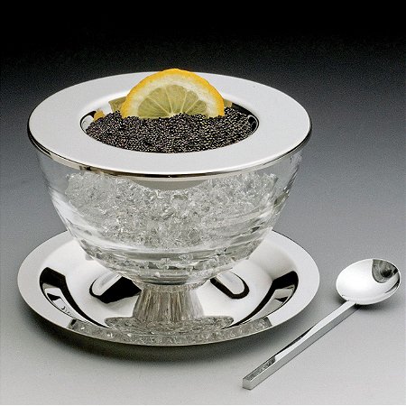 PORTA CAVIAR C/COLHER DE PRATA MOON 14CM