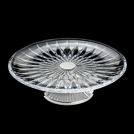 PRATO P/BOLO DE CRISTAL C/PÉ DE PRATA CAPELLA 35,5CM
