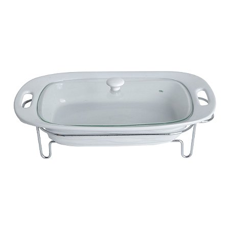 RECHAUD RETANGULAR DE PORCELANA