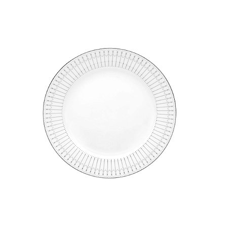 JG 6 PRATOS RASOS PORCELANA BONE CHINA KIEV PRATEADO 26,5CM