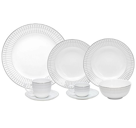 JG DE JANTAR DE PORCELANA BONE CHINA KIEV PRATEADO 42PCS