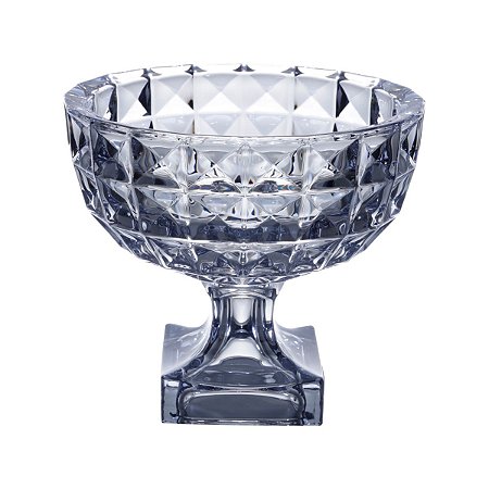 FRUTEIRA DE CRISTAL DE CHUMBO C/PÉ ADAMANT AZUL 24,5X21,5CM