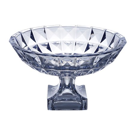 FRUTEIRA DE CRISTAL DE CHUMBO C/PÉ ADAMANT AZUL 32,5X19,5CM