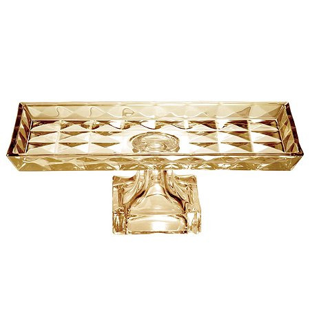 CENTRO MESA CRISTAL CHUMBO C/PÉ DIAMANT AMBAR 35X17,5X12,5CM