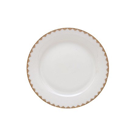 JG 6 PRATOS RASOS PORCELANA BONE CHINA MINSK DOURADO 26,5CM
