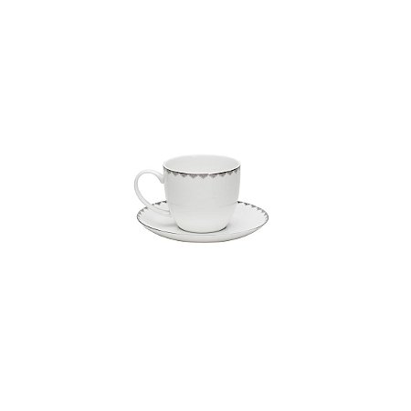 JG 6 XÍCARAS CAFÉ PÍRES PORCELANA BONE CHIN MINSK PRATA 90ML