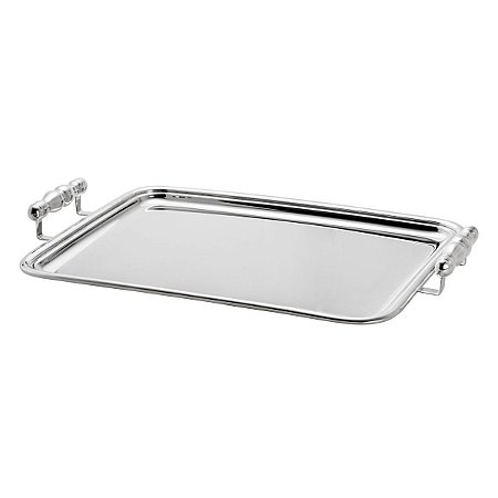 BANDEJA DE PRATA C/ALÇA LISO 39X29CM