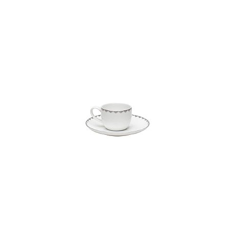 JG 6 XÍCARAS CHÁ PÍRES PORCELANA BONE CHIN MINSK PRATA 220ML