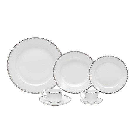 JG DE JANTAR DE PORCELANA BONE CHINA MINSK PRATEADO 42PCS