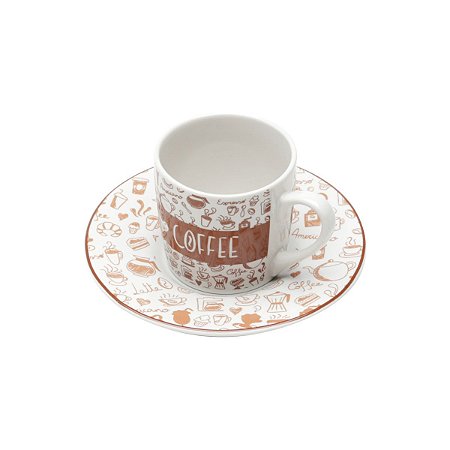 CJ 6 XÍCARAS P/CAFÉ C/PIRES COFFEE LOVERS 90ML