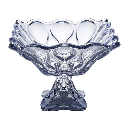FRUTEIRA DE CRISTAL DE CHUMBO C/PÉ BLOB AZUL 28X21CM