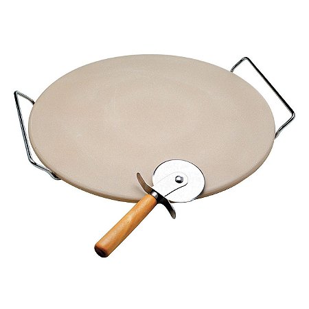 PEDRA P/PIZZA 33CM C/SUPORTE CROMADO/1 CORTADOR