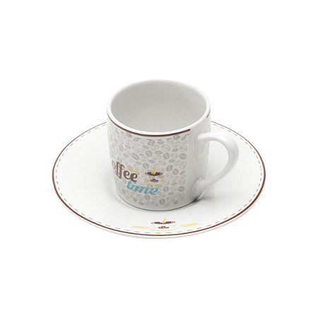 CJ 6 XÍCARAS P/CAFÉ C/PIRES COFFEE TIME 90ML