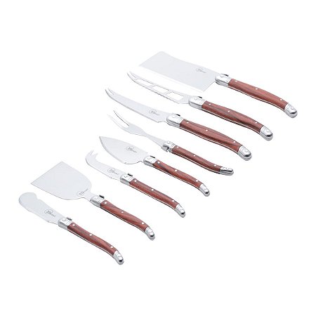 CJ 8PC P/QUEIJO DE AÇO INOX C/CABO PLÁSTICO