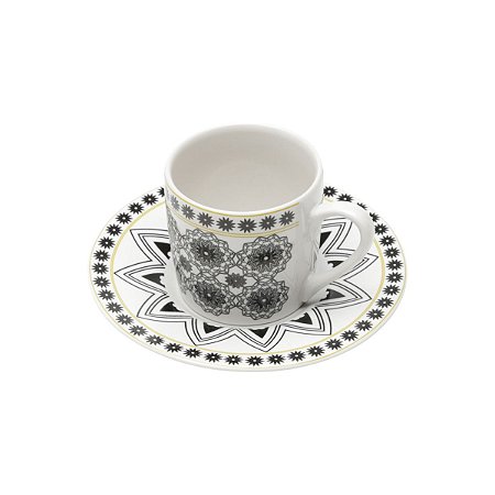 CJ 6 XÍCARAS P/CAFÉ C/PIRES BLACK KALEIDOSCOPE 90ML