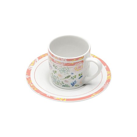 CJ 6 XÍCARAS P/CAFÉ C/PIRES LEAVES AND FLOWERS 90ML