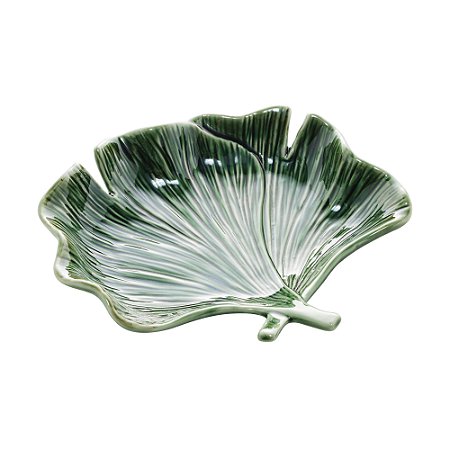 FOLHA DECORATIVA PORCELANA LEAF VERDE 22x19x6cm