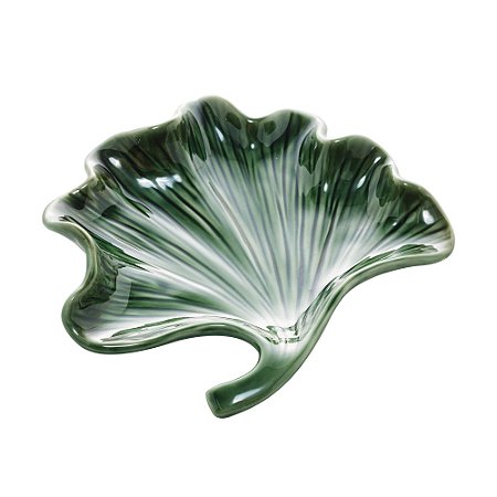 FOLHA DECORATIVA PORCELANA LEAF VERDE 20x19x4cm