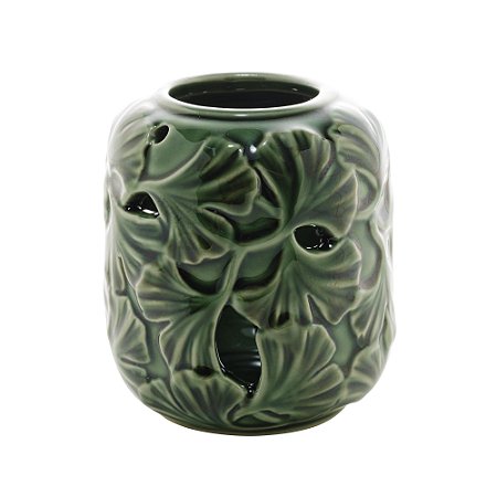 VASO DECORATIVO PORCELANA LEAF VERDE 9x10cm