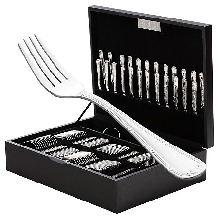 FAQUEIRO 130PC PRATA CROISÉ C/ESTOJO DE MADEIRA