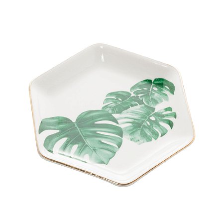 CJ 4 MINI CENTROS MESA DECORATIVO PORCELANA LEAF 12x11x2cm
