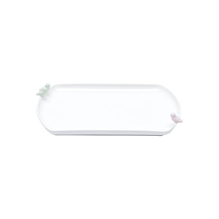 PRATO P/BOLO DE PORCELANA BIRD 25,4X15,8X3,6CM