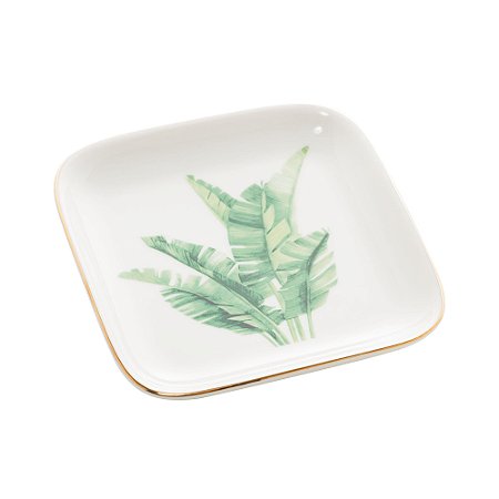 CJ 4 MINI CENTROS MESA DECORATIVO PORCELANA LEAF 11x11x2cm