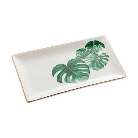 CJ 2 MINI CENTROS MESA DECORATIVO PORCELANA LEAF 18x10x2cm