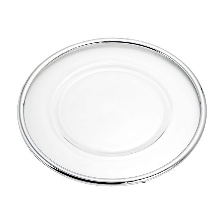 SOUSPLAT DE VIDRO C/CORDÃO LISO PRATA 35CM