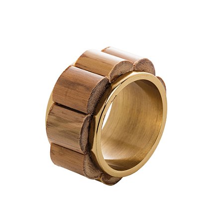 CJ 4 ANÉIS P/GUARDANAPOS BAMBU DOURADO