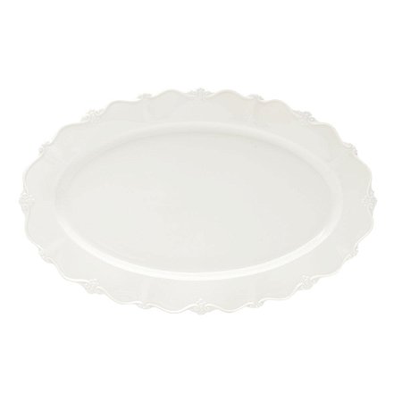 PRATO OVAL DE PORCELANA FANCY BRANCO 34,6X26,2X3CM