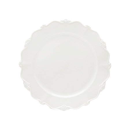 CJ 6 PC PRATO DE SOBREMESA DE PORCELANA FANCY BRANCO
