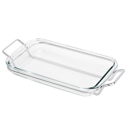 SUPORTE ARAMADO DE PRATA C/REFRATÁRIO S/TAMPA 37X23CM