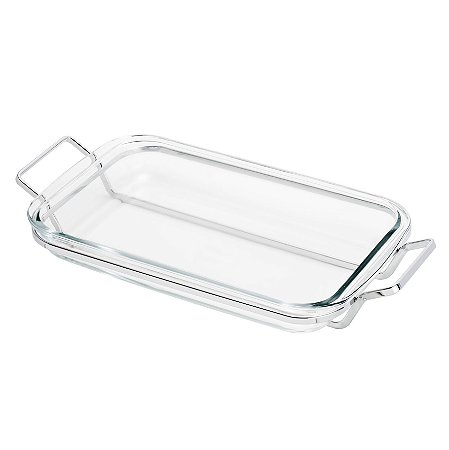 SUPORTE ARAMADO DE PRATA C/REFRATÁRIO S/TAMPA 34X20CM