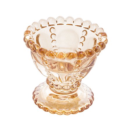 PORTA VELA VIDRO PEARL ÂMBAR 8x8cm