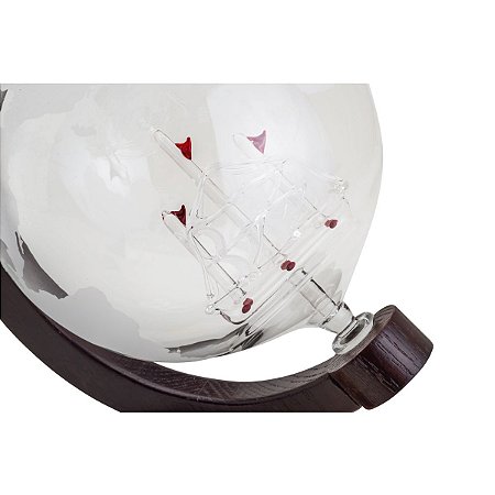 GARRAFA P/WHISKY DE VIDRO C/SUPORTE DE MADEIRA GLOBO 850ml