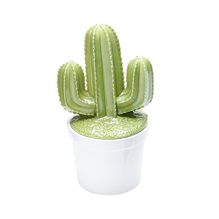 VASO DE CERÂMICA CACTOS VERDE 12,5X12,5X25,5cm