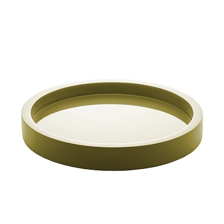 BANDEJA MADEIRA LAQUEADO C/VIDRO VERDE 34x4cm