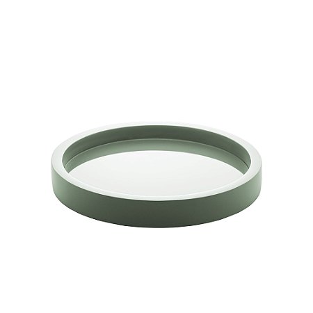 BANDEJA MADEIRA LAQUEADO C/VIDRO MENTA CLARO 28x4cm