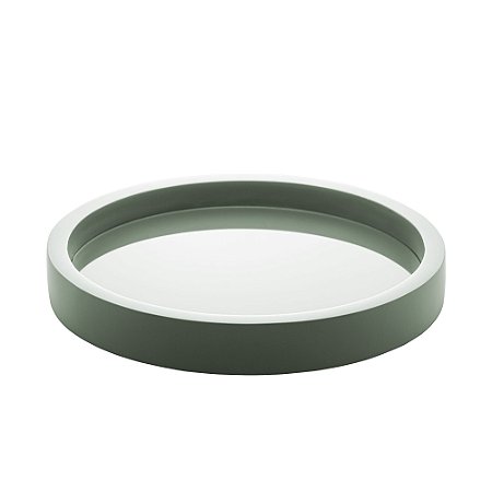 BANDEJA MADEIRA LAQUEADO C/VIDRO MENTA CLARO 34x4cm