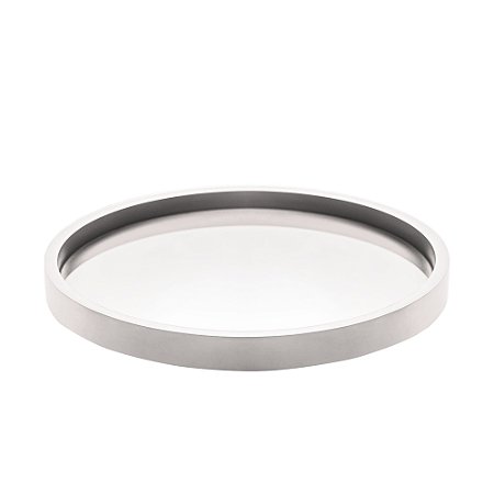 BANDEJA MADEIRA LAQUEADO C/VIDRO OFF-WHITE 40x4cm