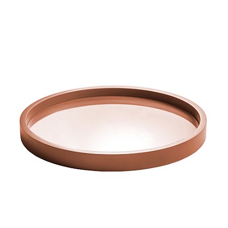 BANDEJA MADEIRA LAQUEADO C/VIDRO TERRACOTA 40x4cm