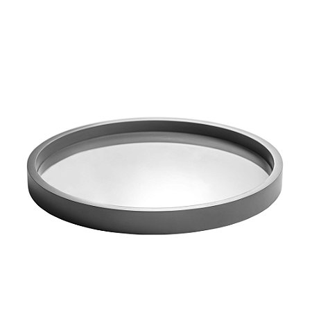 BANDEJA MADEIRA LAQUEADO C/VIDRO CINZA CLARO 40x4cm
