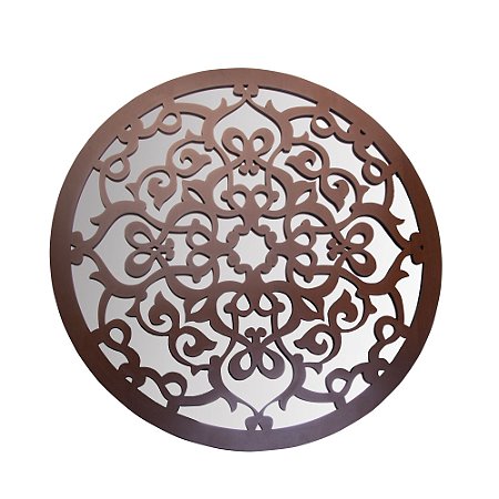 ESPELHO MOLDURA MADEIRA JEQUITIBÁ MANDALA 80x80cm