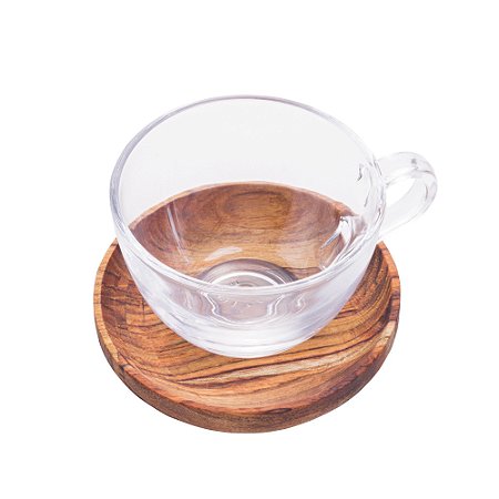 CJ 6 XÍCARAS CHÁ C/PIRES MADEIRA TECA 190ml