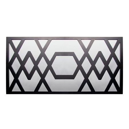 ESPELHO MOLDURA MADEIRA RECORTES PRETO 120x60cm