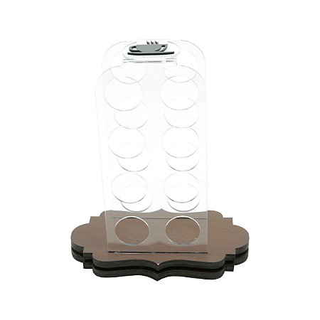 PORTA CÁPSULAS TRÊS CORAÇÕES P/16 CÁPSULAS EM  ACRILÍCO CRISTAL 21,5X11,5X26CM