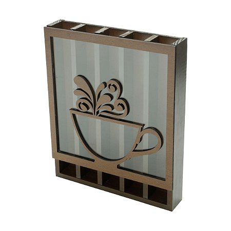 PORTA CÁPSULAS DE MADEIRA P/40 CÁPSULAS NESPRESSO 25,5X5,5X31cm