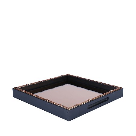 BANDEJA DE MADEIRA CROISÉ ACOBREADO 27X27X3,5 CM